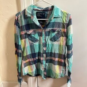 American Eagle Plaid Button Up